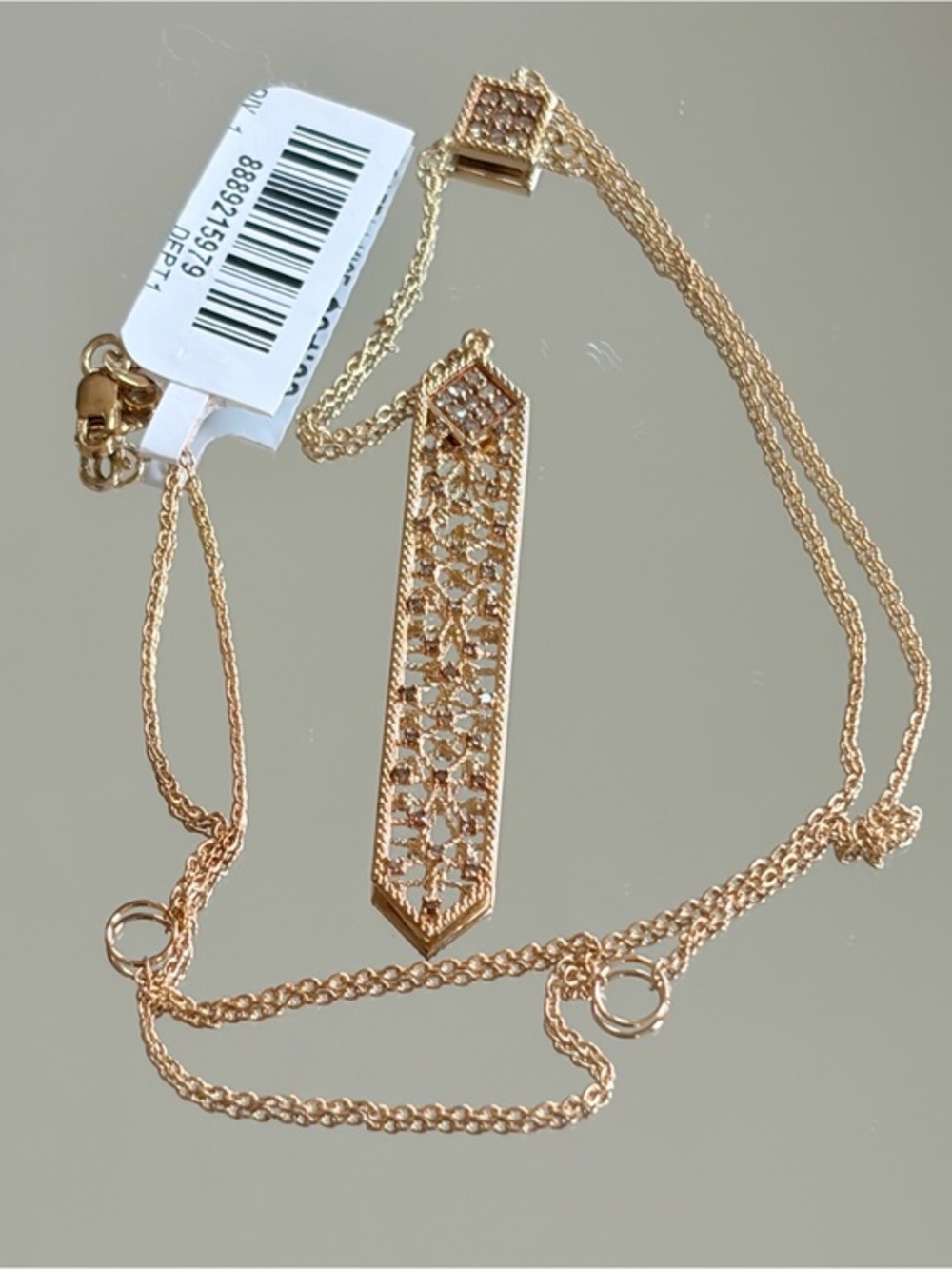Rarities Carol Brodie 0.5 ctw CHAMPAGNE DIAMOND Lace Y Drop Necklace NWT
